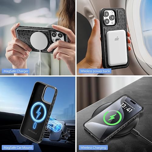 Miniatura 10 de Magsafe - Funda tipo cartera desmontable 2 en 1 para iPhone 15 Pro Max con tarjetero para mujeres y hombres, de piel sintética magnética, bloqueo