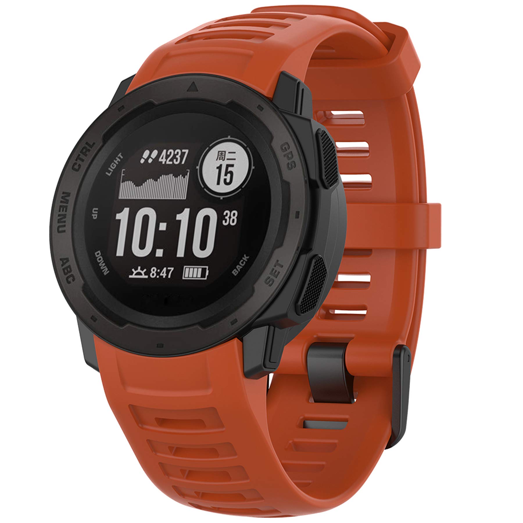 Pasek z etui kompatybilny z Garmin Instinct dla kobiet i mężczyzn, miękki silikonowy pasek do zegarka Garmin Instinct Tide/Tactical/Dual/Power Surf/Power/Esports Watch (pomarańczowy pasek +