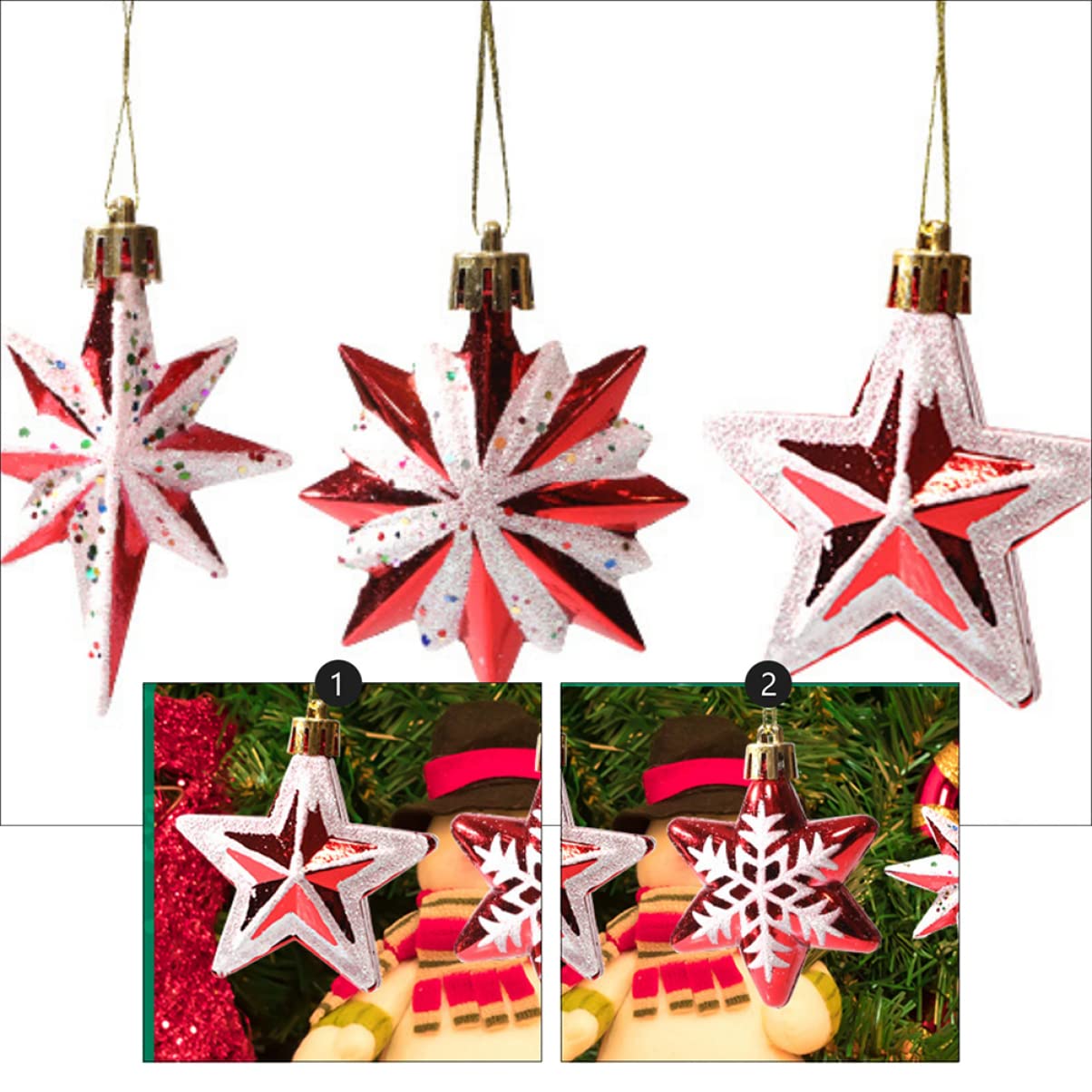 Amosfun 3 Juegos De Adornos Navideños De Estrellas Poligonales para Fiestas para Fotos De Pared De Árbol 23 Piezas X 3