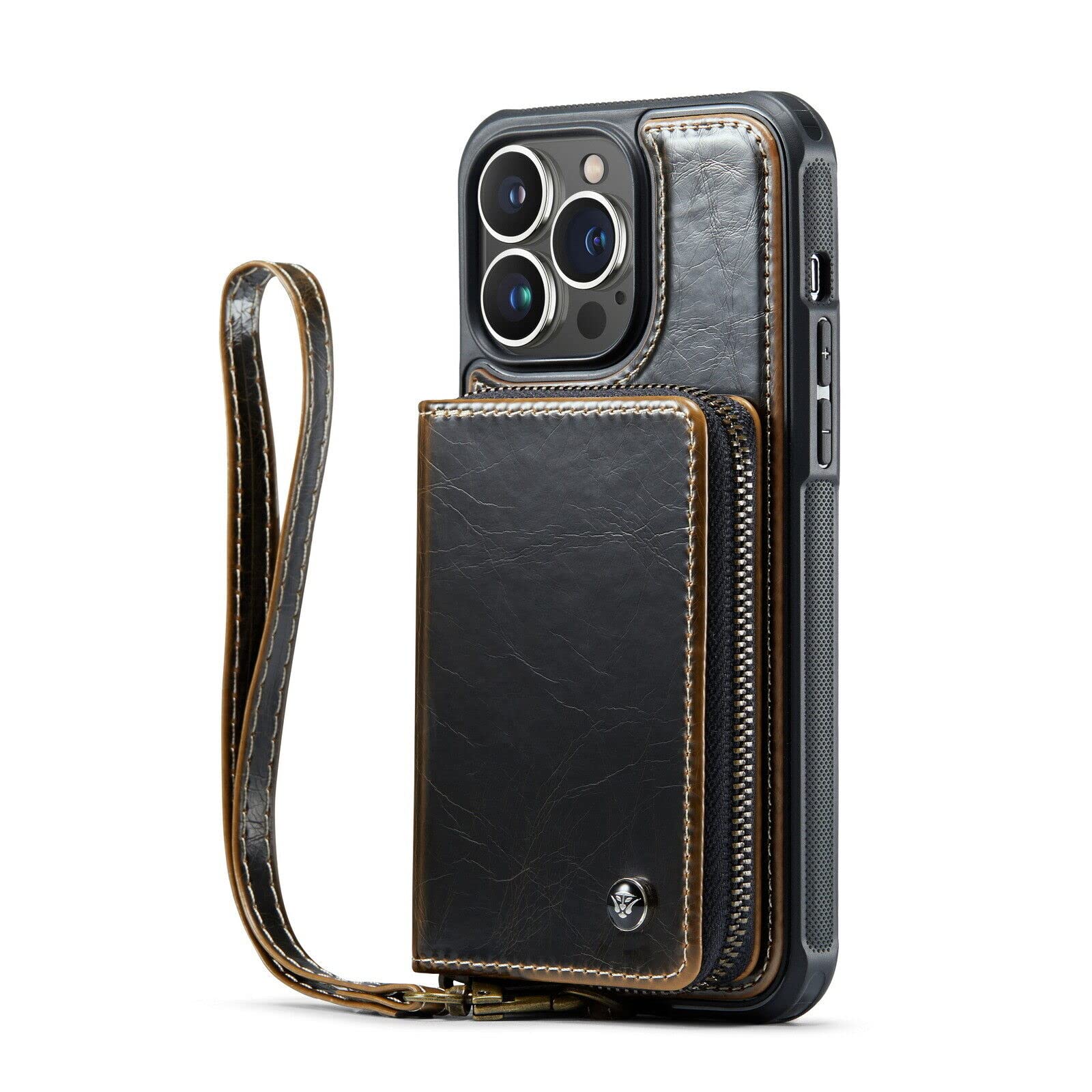 Housse cuir iPhone 15 Pro marron foncé idéale pour vos déplacements