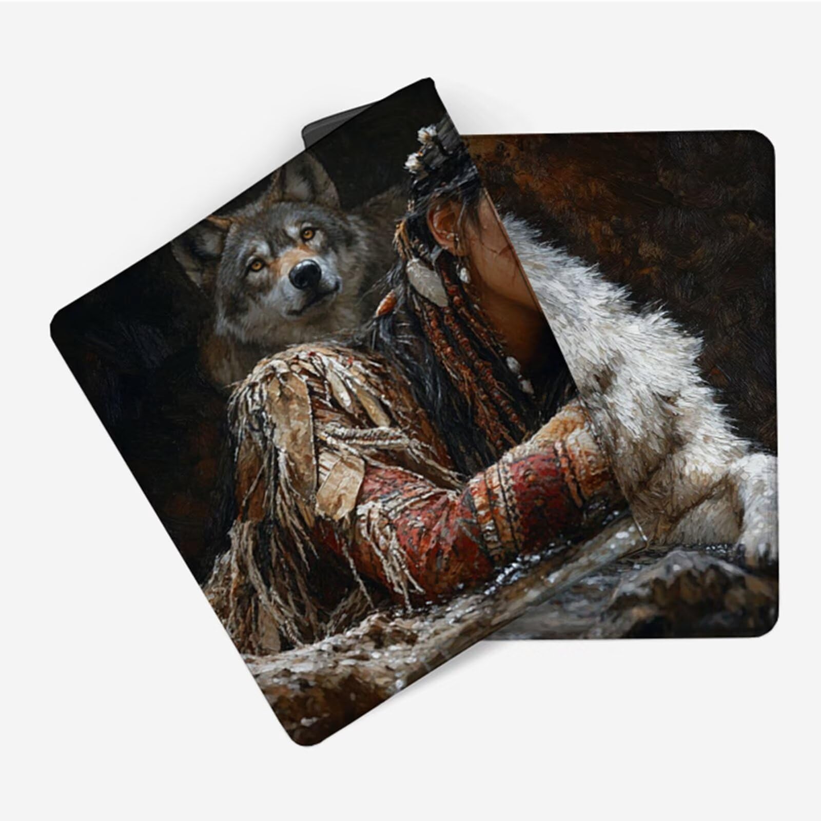 Podkładka pod mysz XXL 1200 x 600 x 3 mm, szara podkładka pod mysz Wolf ze zszytymi krawędziami, antypoślizgowa gumowa podstawa rozszerzona podkładka pod mysz do gier na pad do biura akcesoria do gier