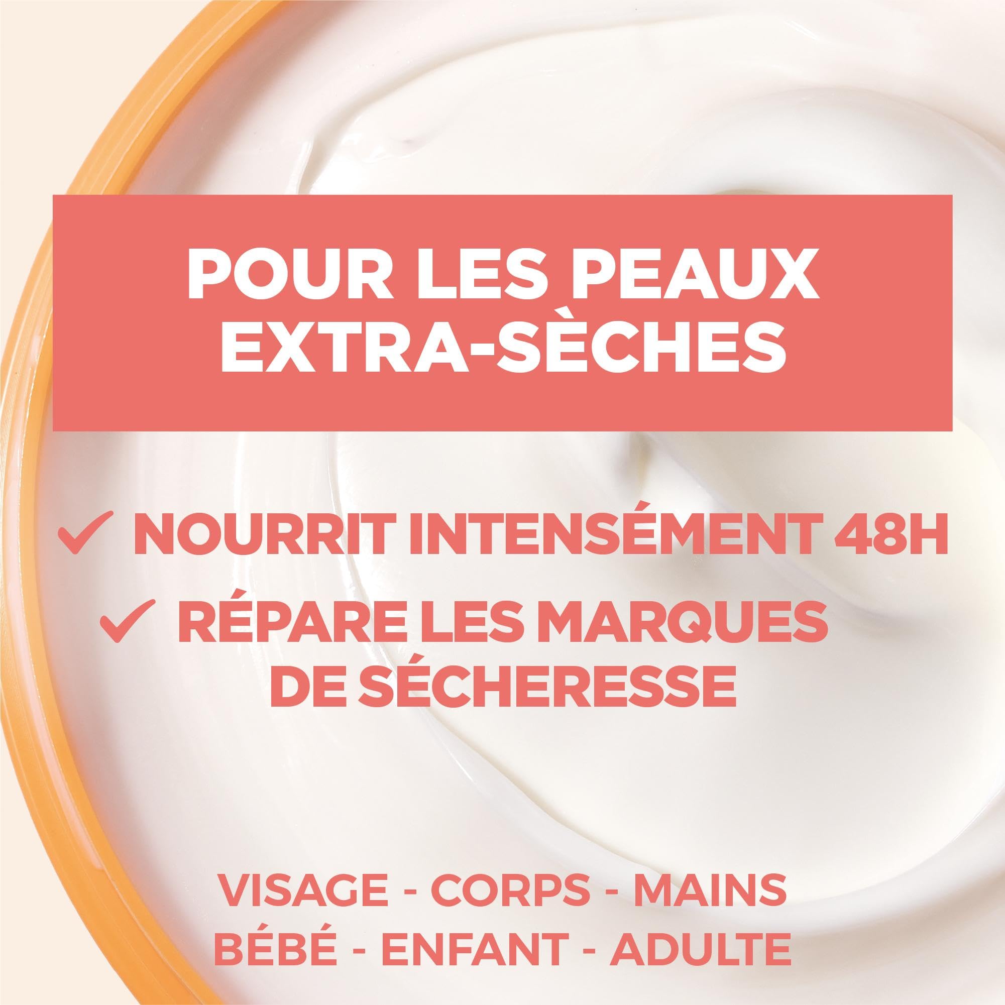 Mixa Intensive Pelle secca - La crema per la pelle extra secca - Multi usi viso, corpo, mani, piedi - nutre 48 ore e ripara - Penetrazione rapida - Ipoallergenico - Vaso 400 ml