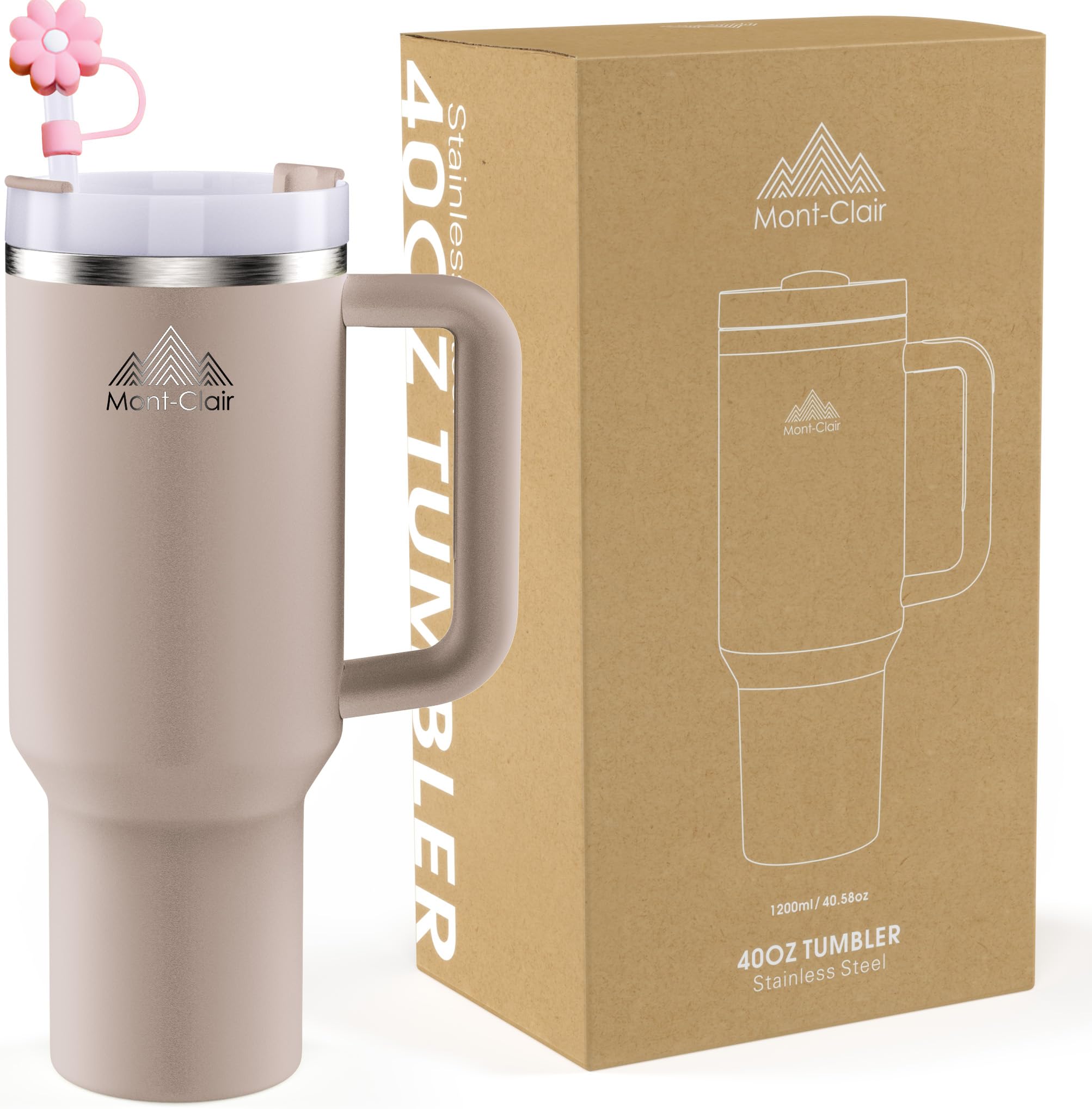 HNCY Thermobeker met Rietje 1200ML, Tumbler Thermische Beker