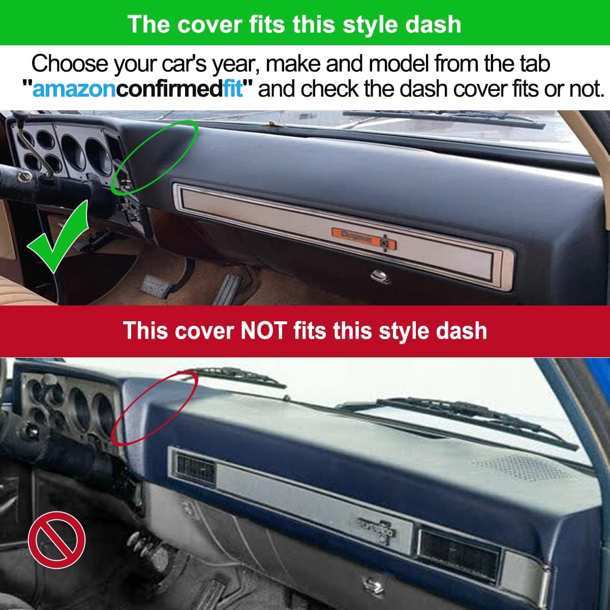 Yiz Dash Cover Mat Custom Fit for 1973-1980 Chevy Chevrolet C10 C20 C30 K10 K20 K30 Suburban K5 Blazer Pickup,GMC Jimmy C/K 15 25 35 1500 2500 Suburban Sierra,Dashboard Pad Carpet(73-80 Navy Blue)J74