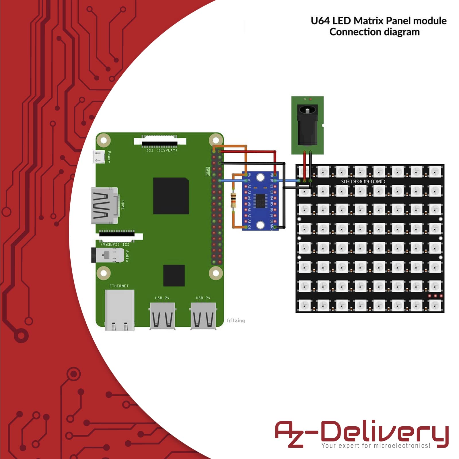 AZDelivery 5 x Pannello A Matrice Di LED U 64 CJMCU- Modulo 8 * 8 compatibile con Arduino e Raspberry Pi incluso un E-Book!