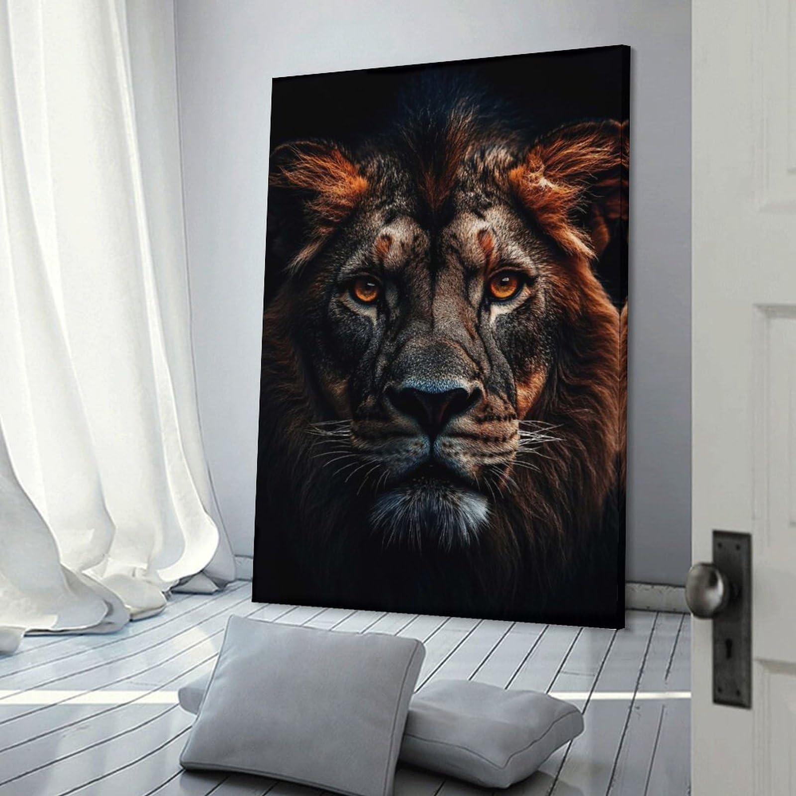 Junmoney Majestic Lion Portrait(2) Room Decor Wall Art, 20x30inch(50x75cm), for Feature Walls in Flats Or Modern Rooms, Wall Decor Suited to Curated Displays