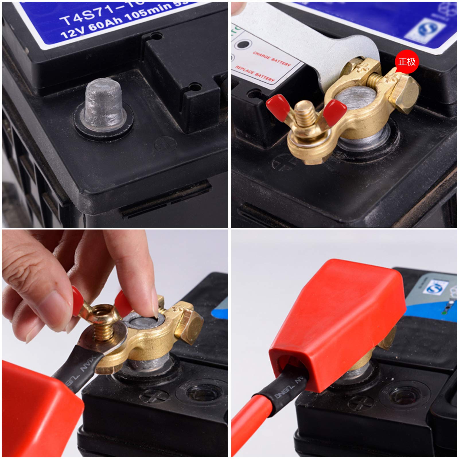 Buy LAMEK 1 Pair Car Battery Terminals Connectors,Positive & Negative