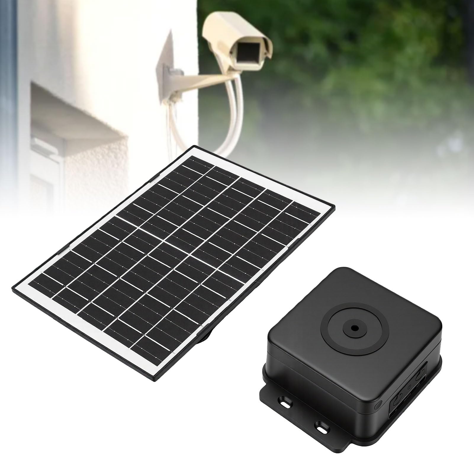 4 W Tragbares Solarpanel, 15000 MAh Eingebauter mit Typ-C-Ausgang, 5 V 1 A für Outdoor-Überwachungskameras, Smart Locks, Campingleuchten (BLACK)