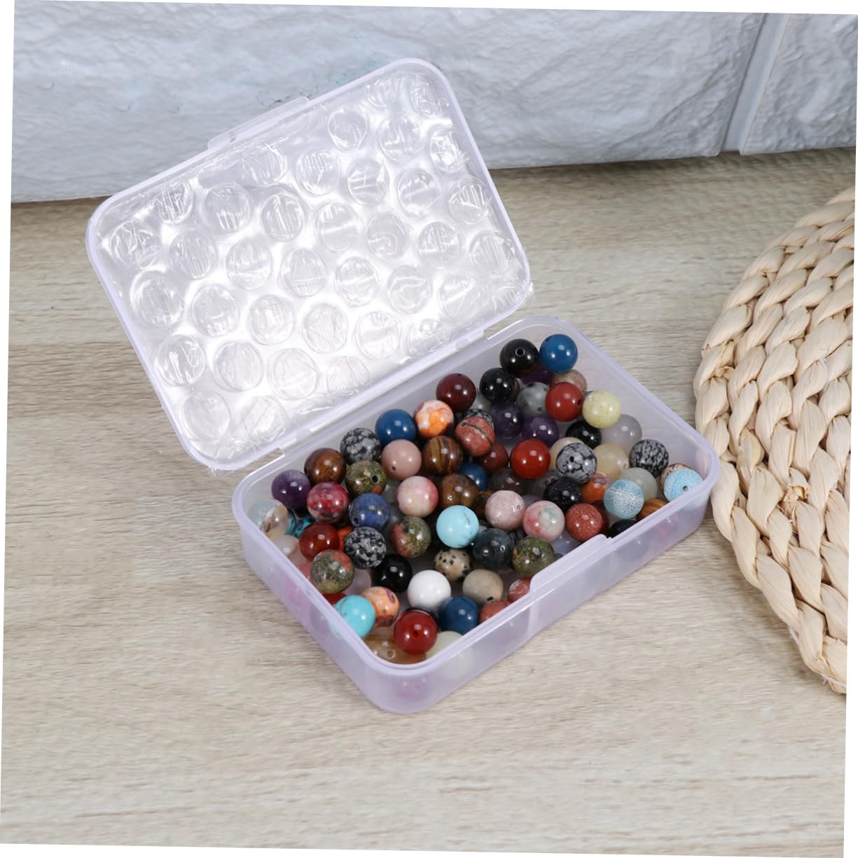 SEWACC 200piezas Abalorios Redondos De Gemas Naturales Bolas De Cuarzo Mixto Para Manualidades y Joyería Diseño Único y Pulido Perfectos Para Collares y Pulseras
