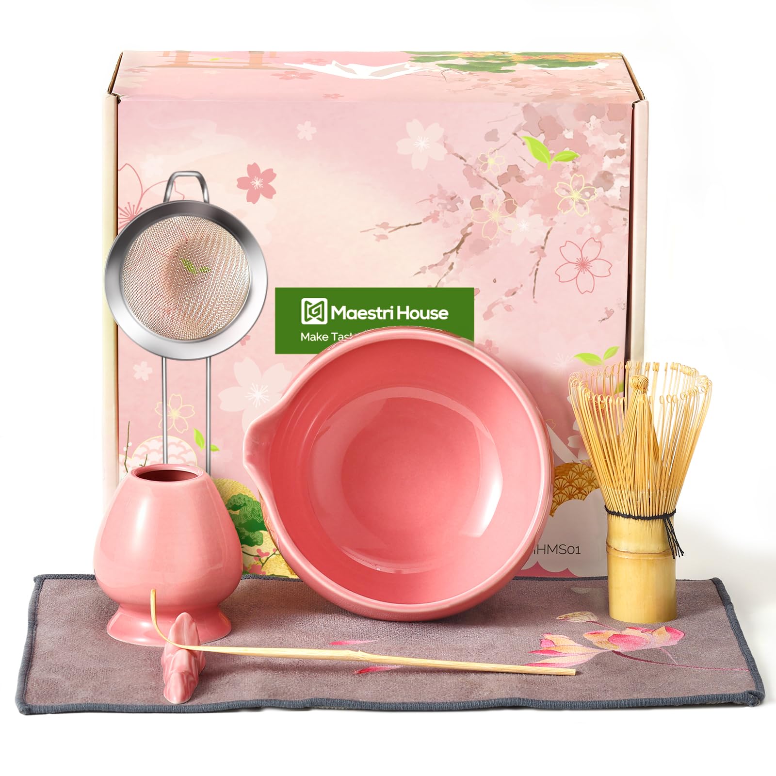 Kit de cérémonie Matcha Maestri House, 7 pièces, rose