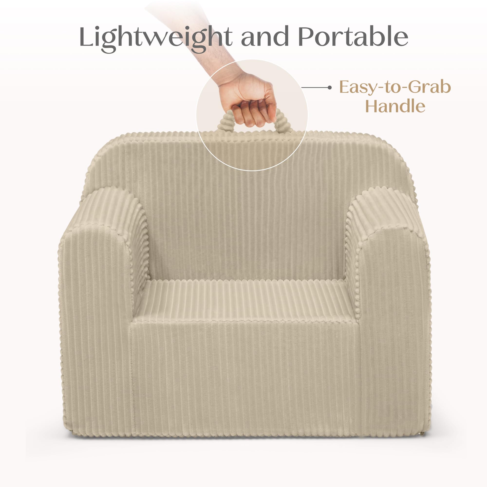 Cozee Corduroy Kids' Foam Chair - Cream -7