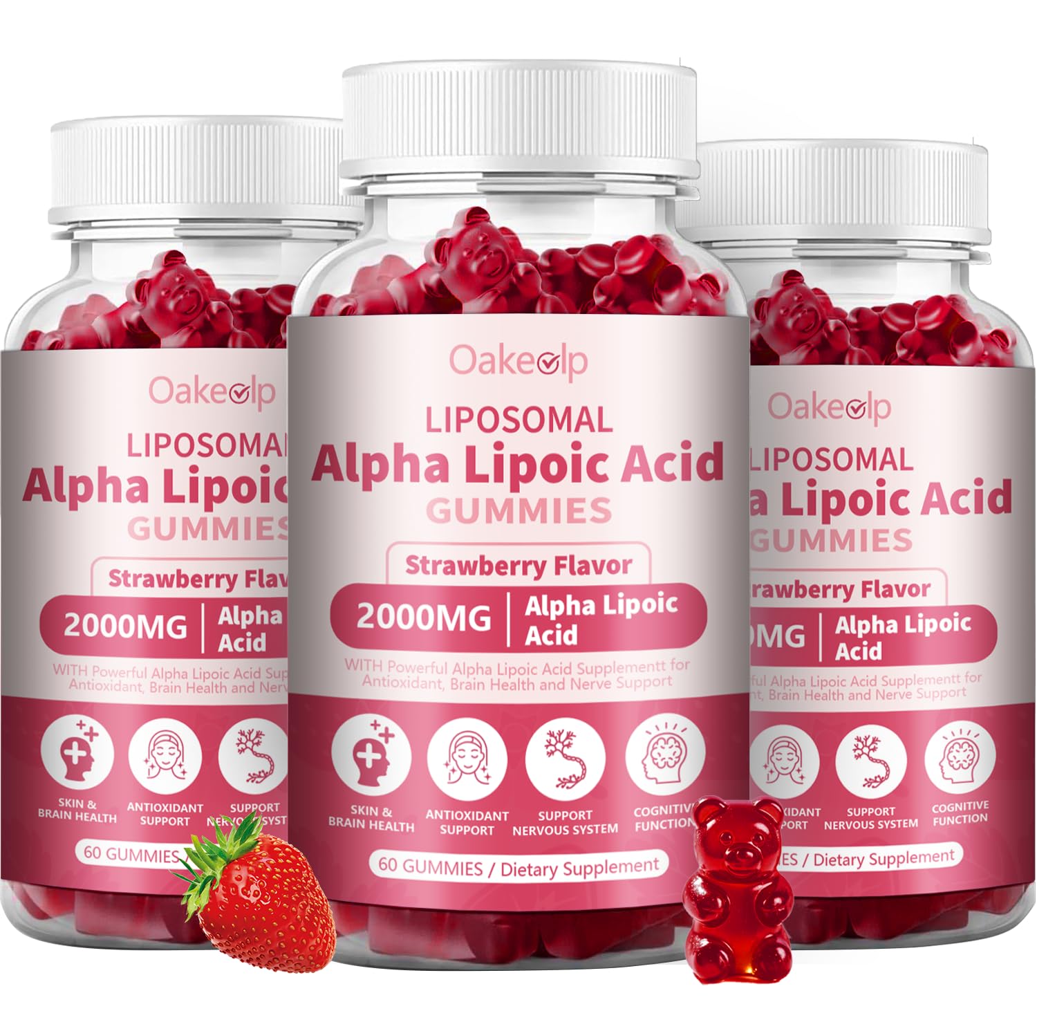 3 Pack Liposomal Alpha Lipoic Acid Gummies 2000mg Gummies,High Potency ALA Complex Biotin & Benfotiamine for Antioxidant, Brain Health and Nerve* Support,Liposomal Enhance 98% Absorption 60 Count (Pack of 3)