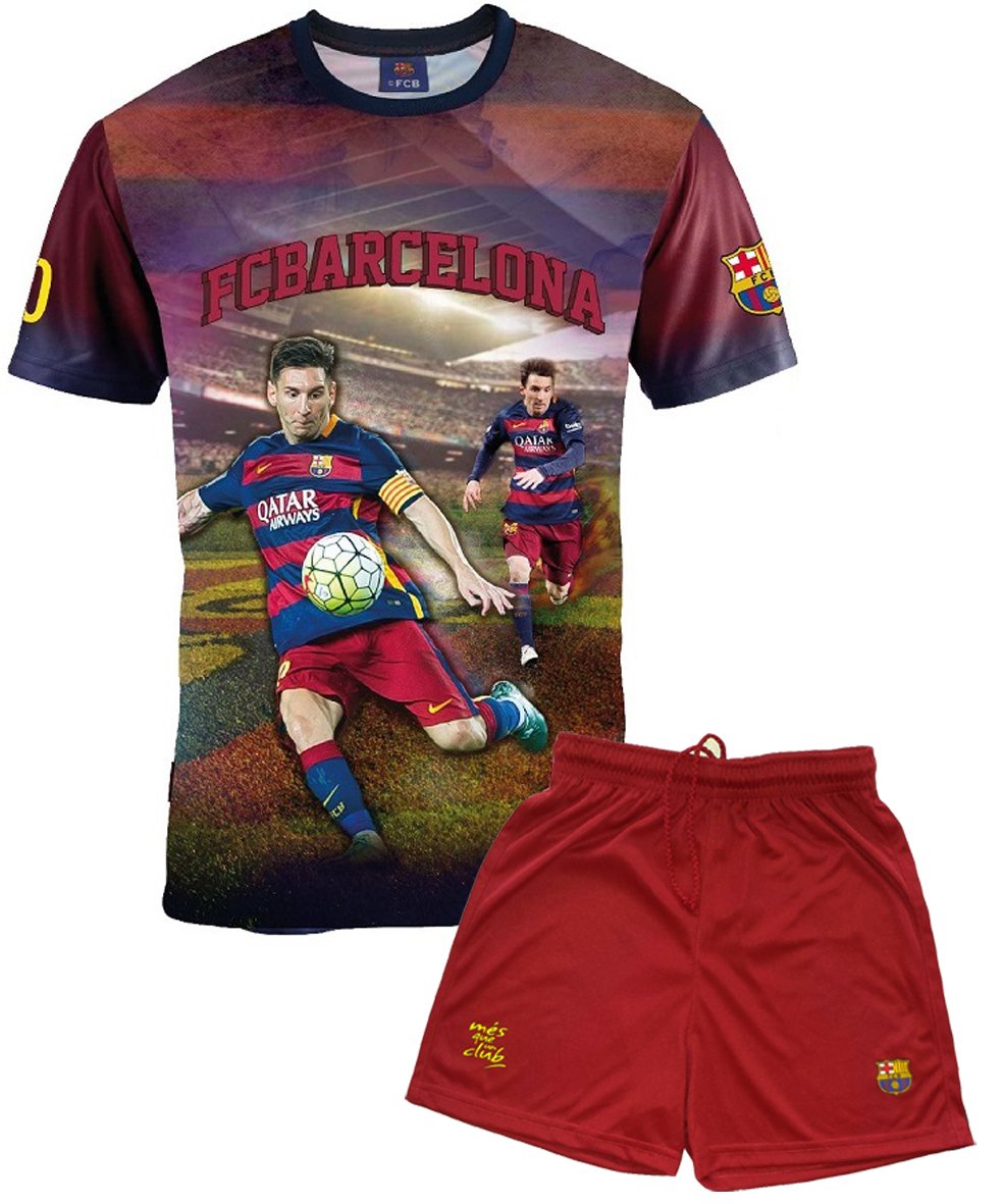 Official FC Barcelona Collection Boys' Shorts + Shirt Set - Lionel Messi Blue Size: 4 Years