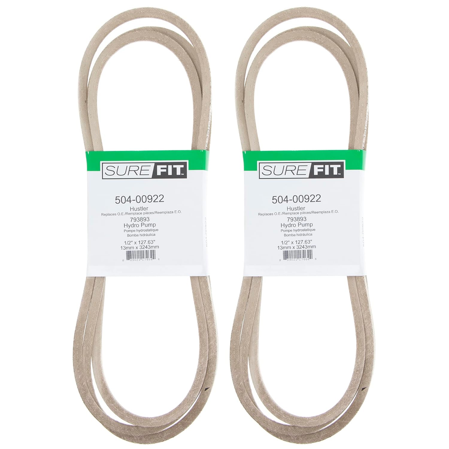 SureFit Hydro Pump Drive Belts Replacement for Hustler 793893 42" Cut Deck Mini FasTrak Lawn Mowers 2 Pack