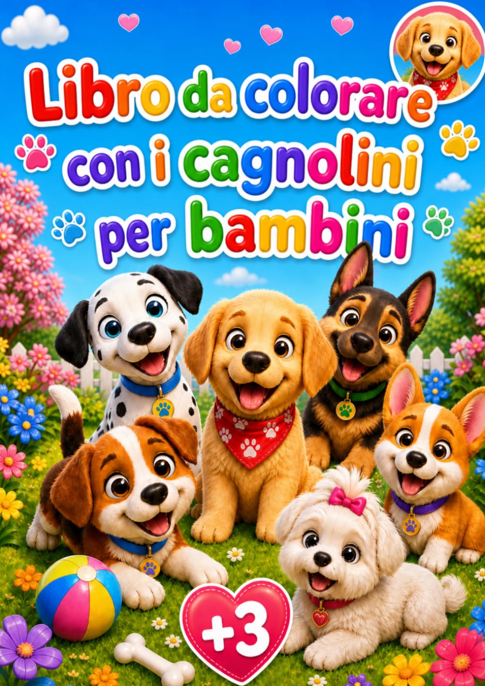Libro da colorare cani per bambini dai 3 anni: 30 disegni grandi e facili da colorare con dolci cuccioli