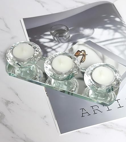 Miniatura 10 de Aixita Portavelas de cristal transparente, 2 brazos, candelabros votivos de pilar, soporte decorativo para centro de mesa, fiesta, boda, cumpleaños