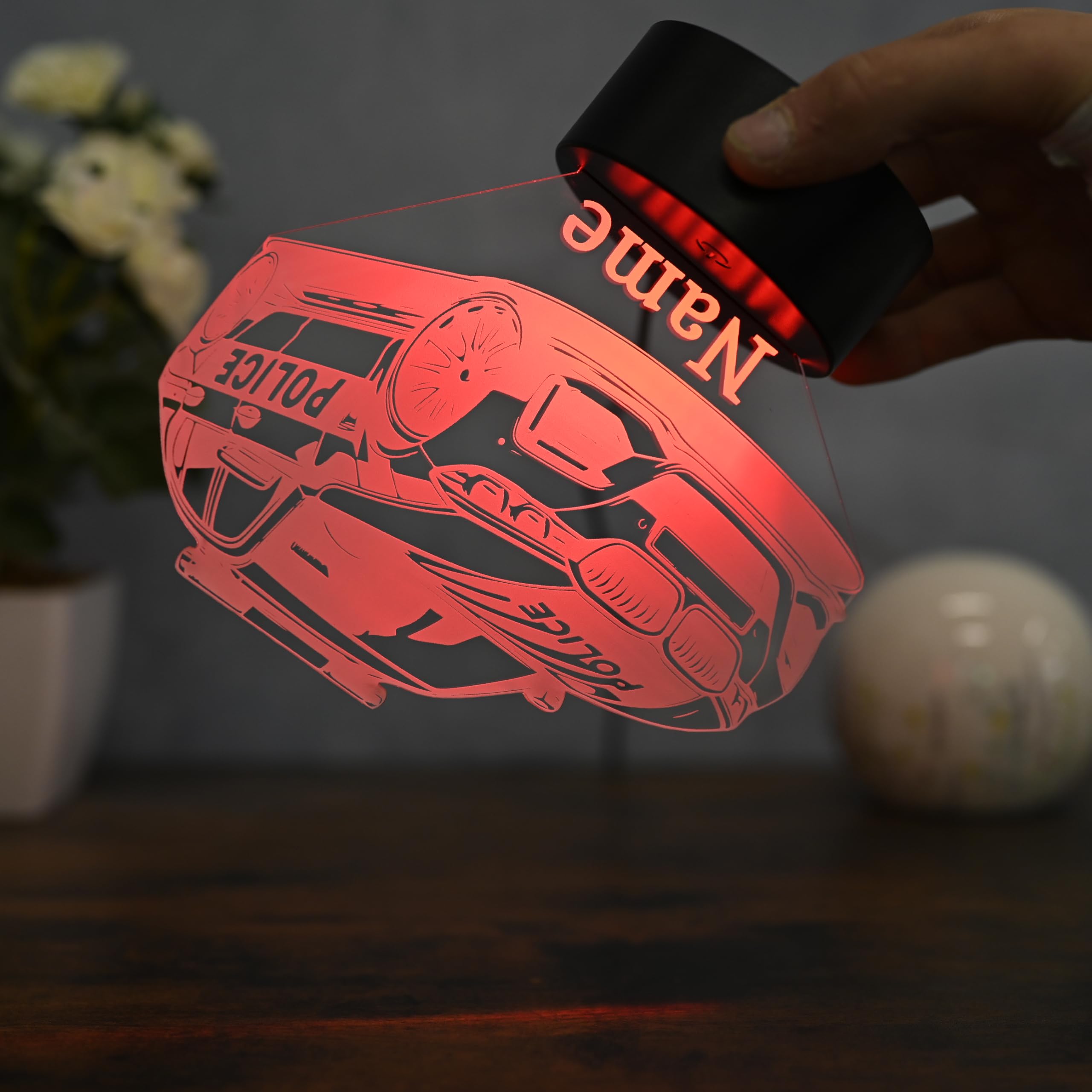 Personalisiertes LED Nachtlicht Polizei Geschenk idee für Polizeifans, dekoration für Polizisten und Polizistinen Sport auto als Polizei auto