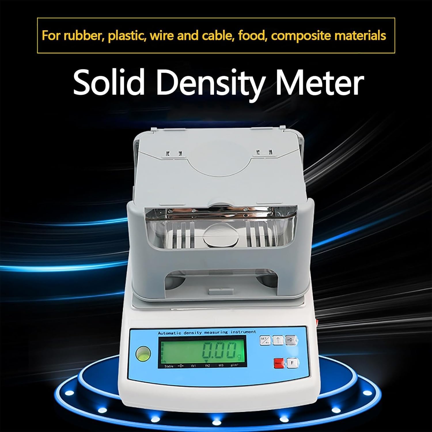 Densimetro digitale ad alta precisione, tester di densità solida del ³ di 0.001g/cm con display LCD per plastica e granuli di gomma, attrezzatura industriale di laboratorio