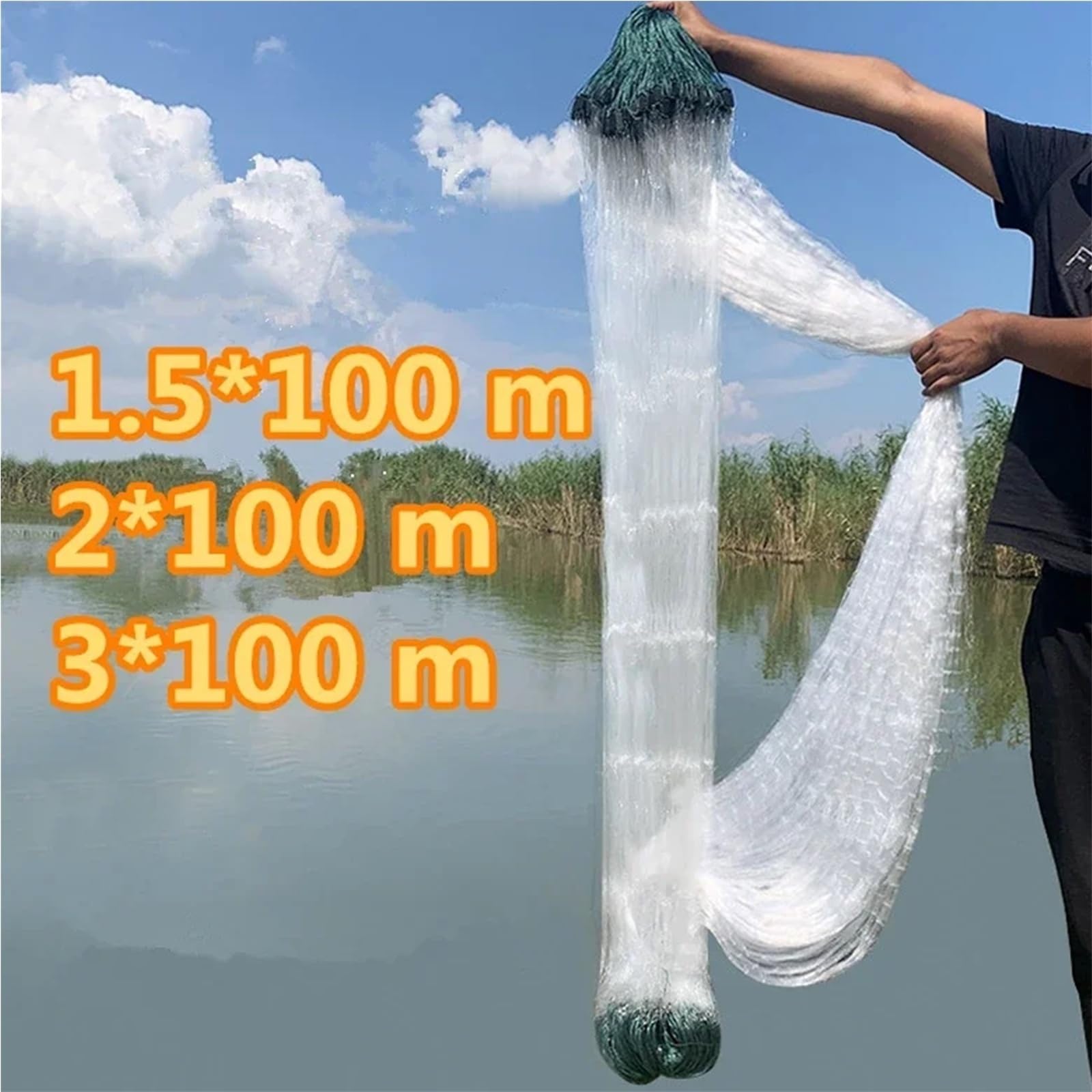 Rete Per Pesca 1.5/2/3 * 100M 3Layer Monofilament Fish Gill Network | With Float Outdoor