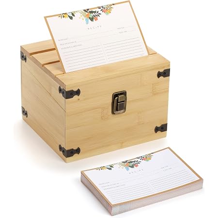 Amazon.com: feasteery Recipe Box,Recipe Cards 100 Size 4x6 with 16 ...