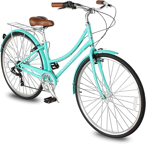 Vista 31 de MICARGI Bicicleta híbrida para adultos de 24/26 pulgadas, bicicleta híbrida de 1/7 velocidades para mujeres, hombres, personas mayores, bicicleta
