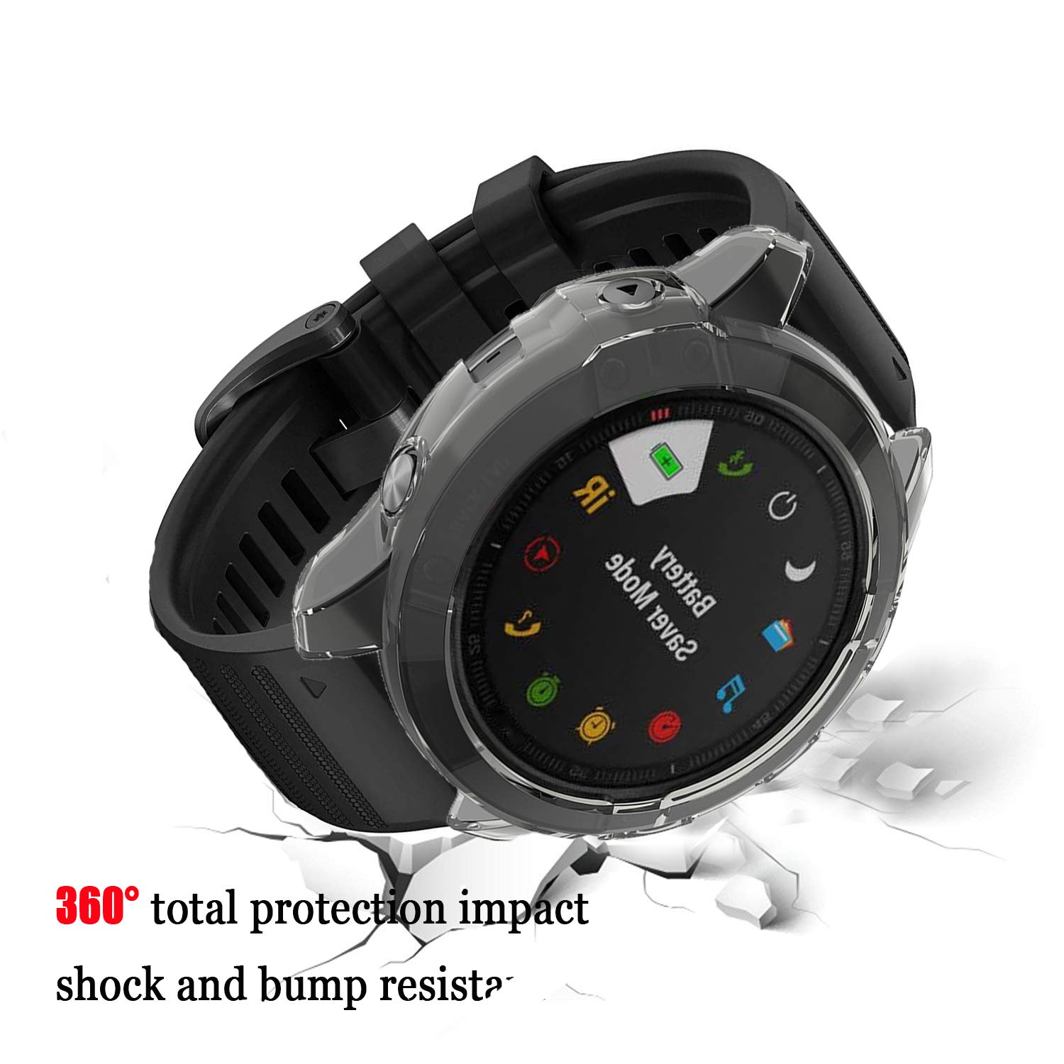 Custodia Compatible with Garmin Fenix 6 , Accessorio in TPU di Ricambio Custodia Protettiva in Silicone per Custodia Protettiva Antiurto
