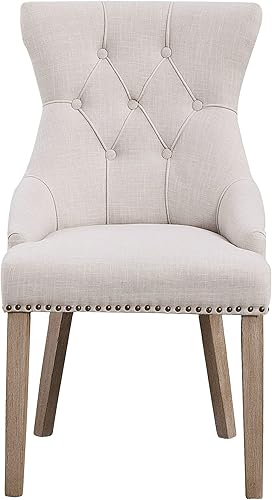 Miniatura 2 de BTEXPERT BB5109-2 Parsons tapizadas con respaldo alto para comedor sillas laterales de madera maciza adornos de uñas paquete de 2 unidades tela de