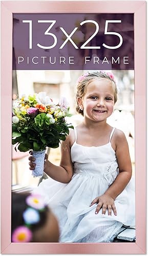 Marco de fotos de madera real rosa de 13 x 25 pulgadas de ancho de 0.75 pulgadas  Profundidad del marco interior de 0.5 pulgadas  Marco de fotos