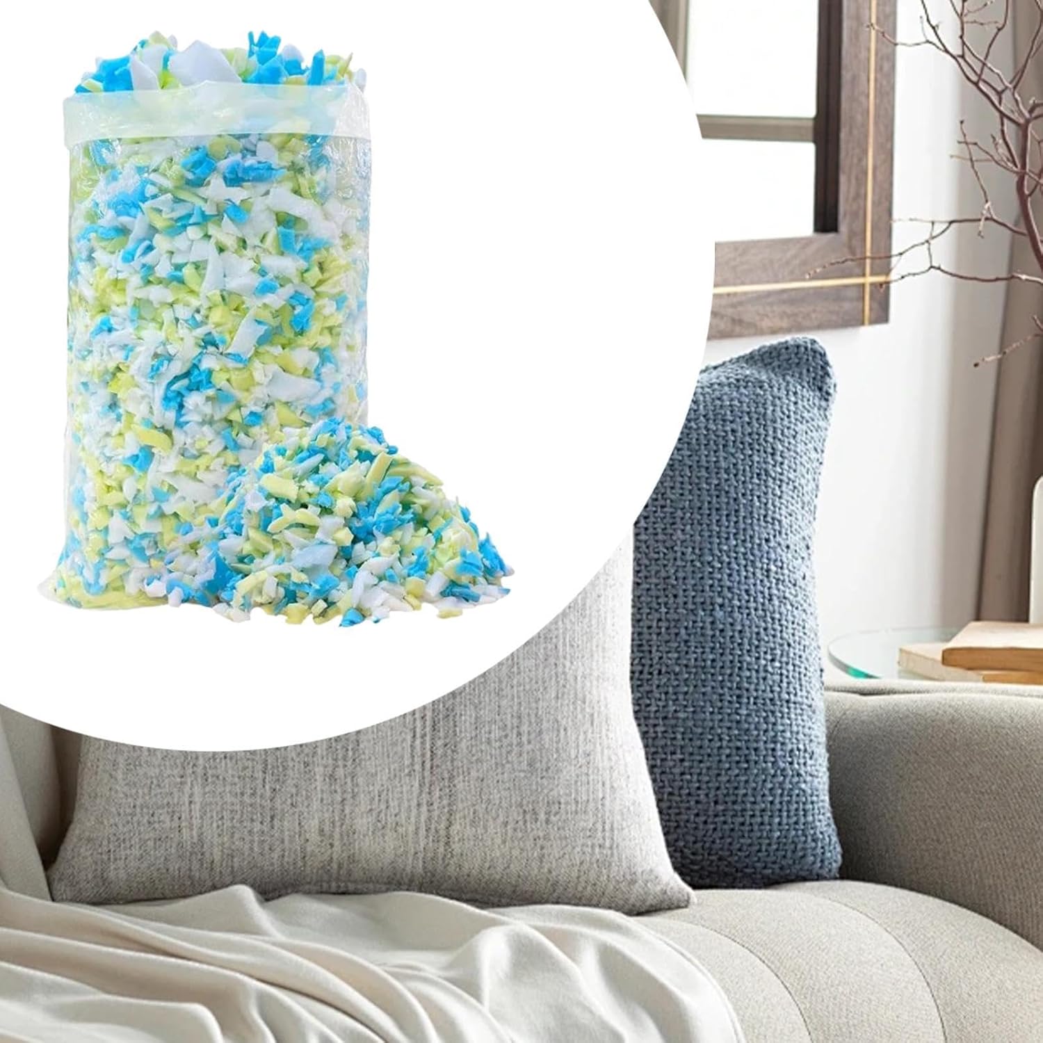 Shooted Memory Foam Filling Bean Bag Filler Premium and Irregular Filling Material Soft for Couch Handicrafts, 1KG