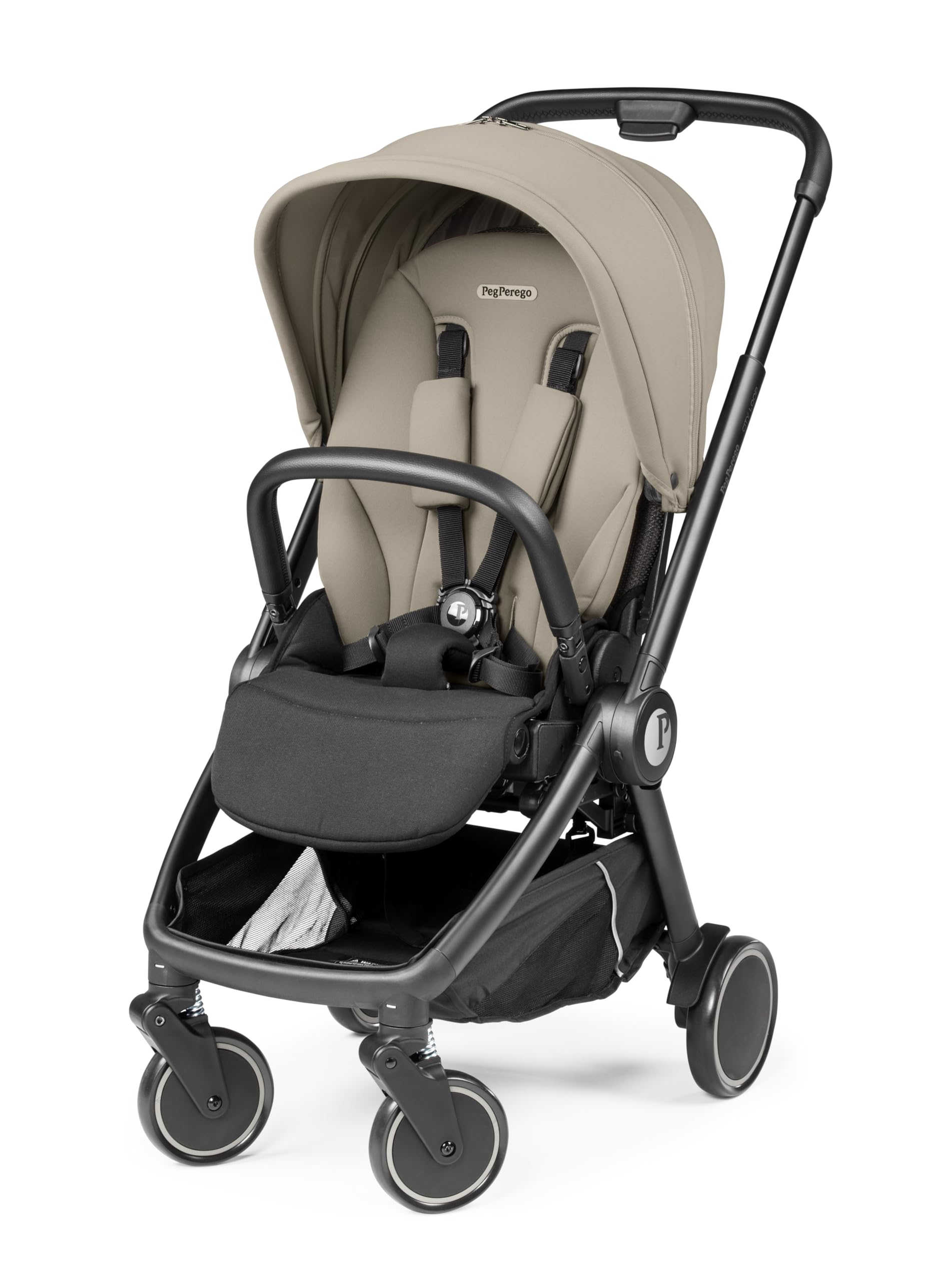 Peg Perego City Loop Seat & Frame Combo –Vanilla Blend | Compact Travel System from Infant to Toddler | Air Travel Friendly | Compatible with All Primo Viaggio Infant Car Seats
