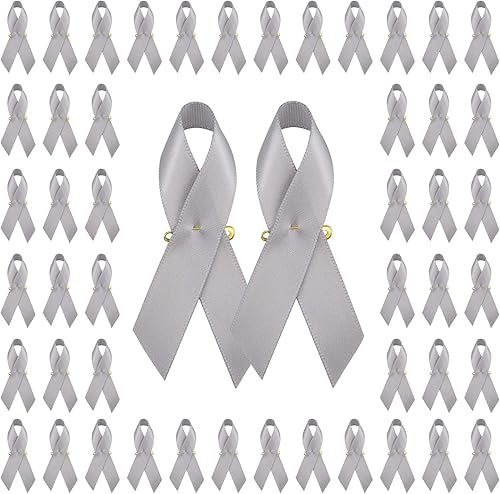 Miniatura 19 de WANDIC Alfileres de satén de cinta de poliéster, alfileres de cinta de concientización sobre el cáncer, broche de conciencia de fe de esperanza