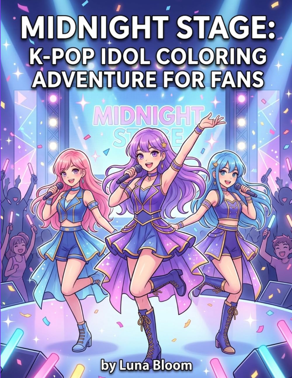Midnight Stage: K-Pop Idol Coloring Adventure for Fans: Creative K-Pop Experience with Stunning Idol Illustrations
