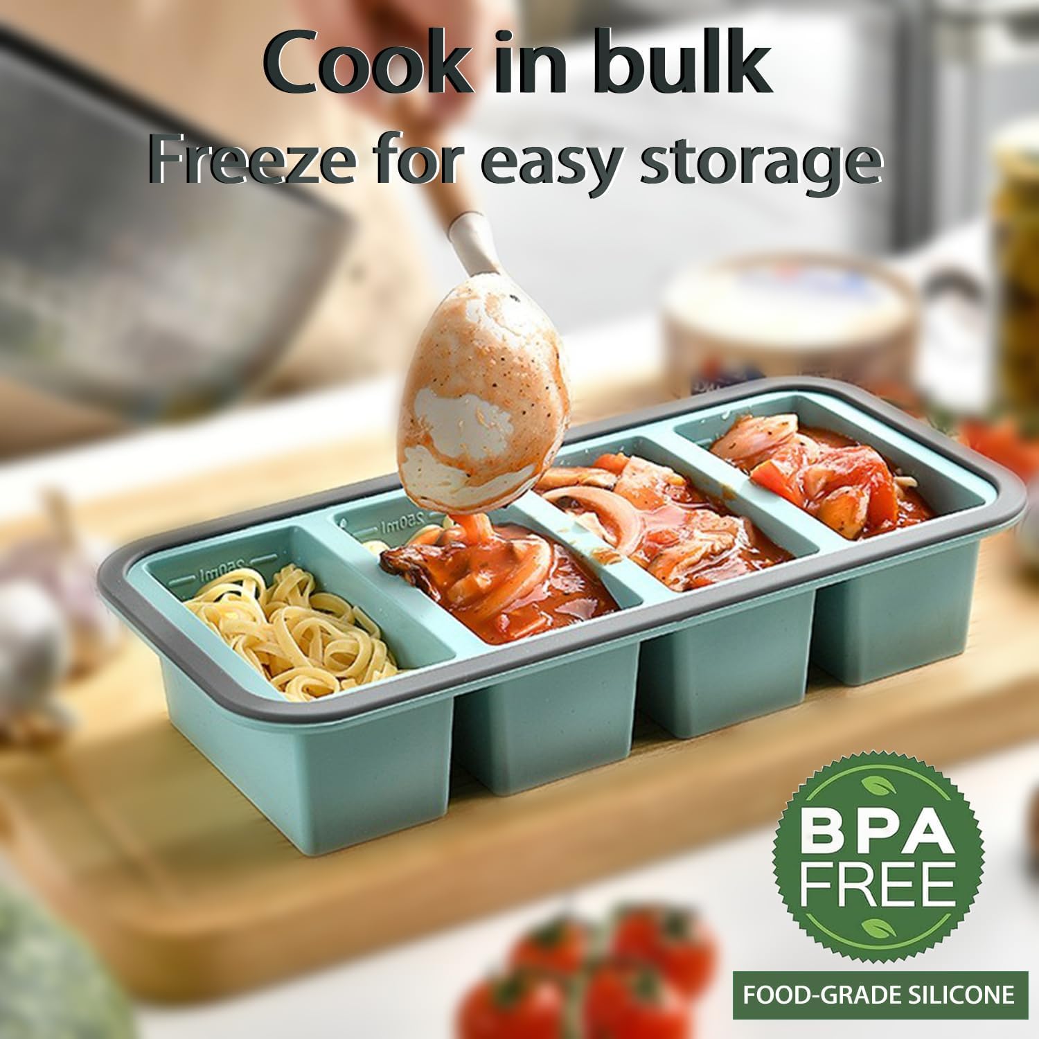 Meal Prep Contenitori, Vassoi In Silicone Per Alimenti Surgelati,Vassoio Per Congelatore In Silicone Extra Large,250 Ml, Ideali Per Preparare Pasti, Zuppe, Brodi, Salse E Cubetti Di Ghiaccio2PC (A)