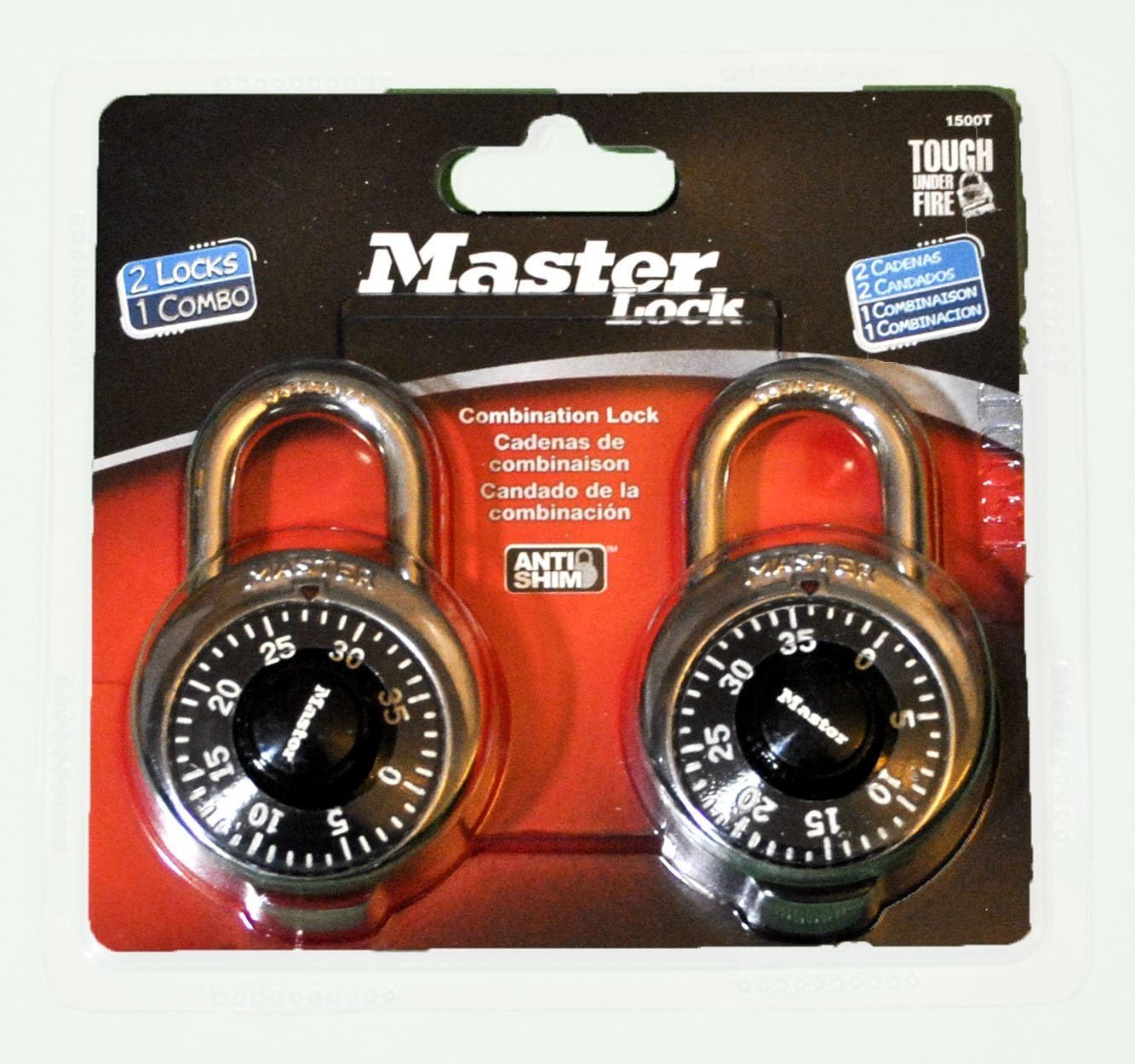 Master Lock 1500T Black Combination Padlocks 2 Pack