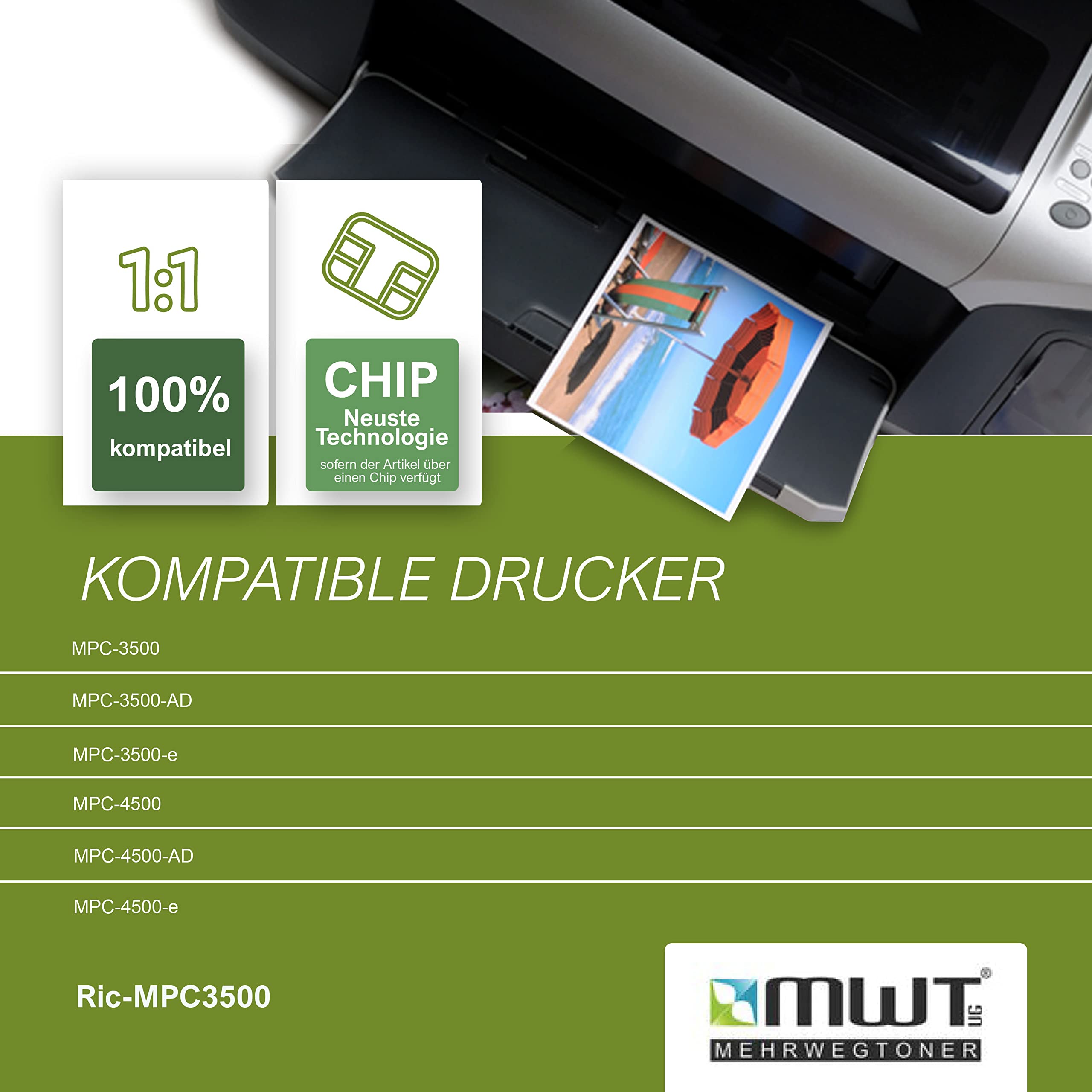 Mehrwegtoner Toner 5X toner kompatybilny jako zamiennik do Ricoh Aficio MPC3500 MPC4500 zastępuje 888608-888611 zestaw