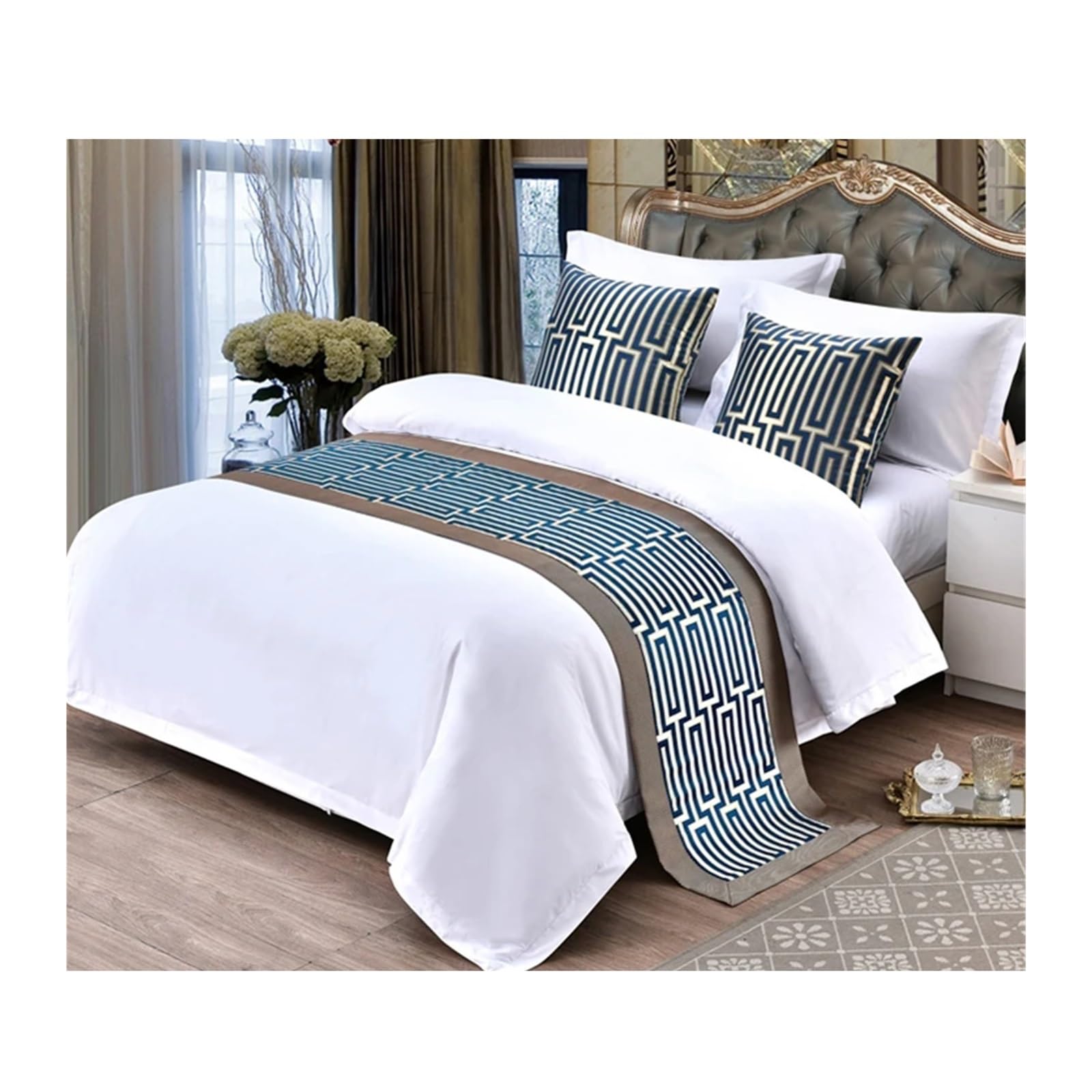 SHENJMAI Bed Runner Bed Table Runner Flag Hotel Cupboard Bedding Decor for Home Parlor Wedding Room(O,50x240cm)
