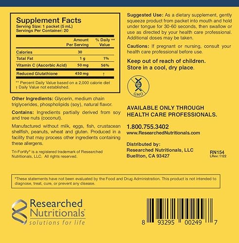 Miniatura 6 de Researched Nutritionals Glutatión liposomal (450 mg) Gel líquido + vitamina C Tri-Fortify Ayuda a la energía natural, apoyo inmunológico y