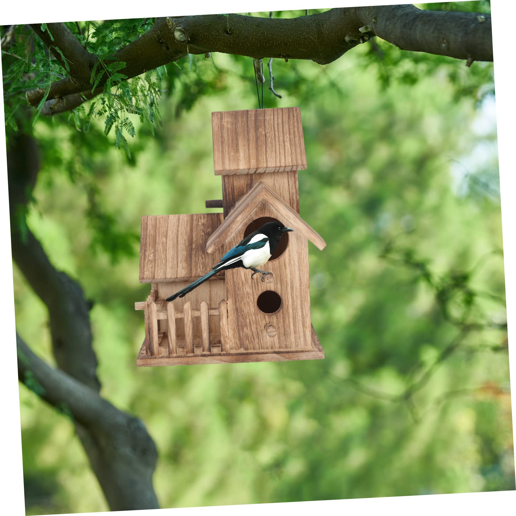 TOYANDONA Villa Nido De Pájaro Casita De Madera para Cría De Loros Nido para Periquitos Accesorio para Loros Comedero para Pájaros Independiente Casita para Anidar Jardín