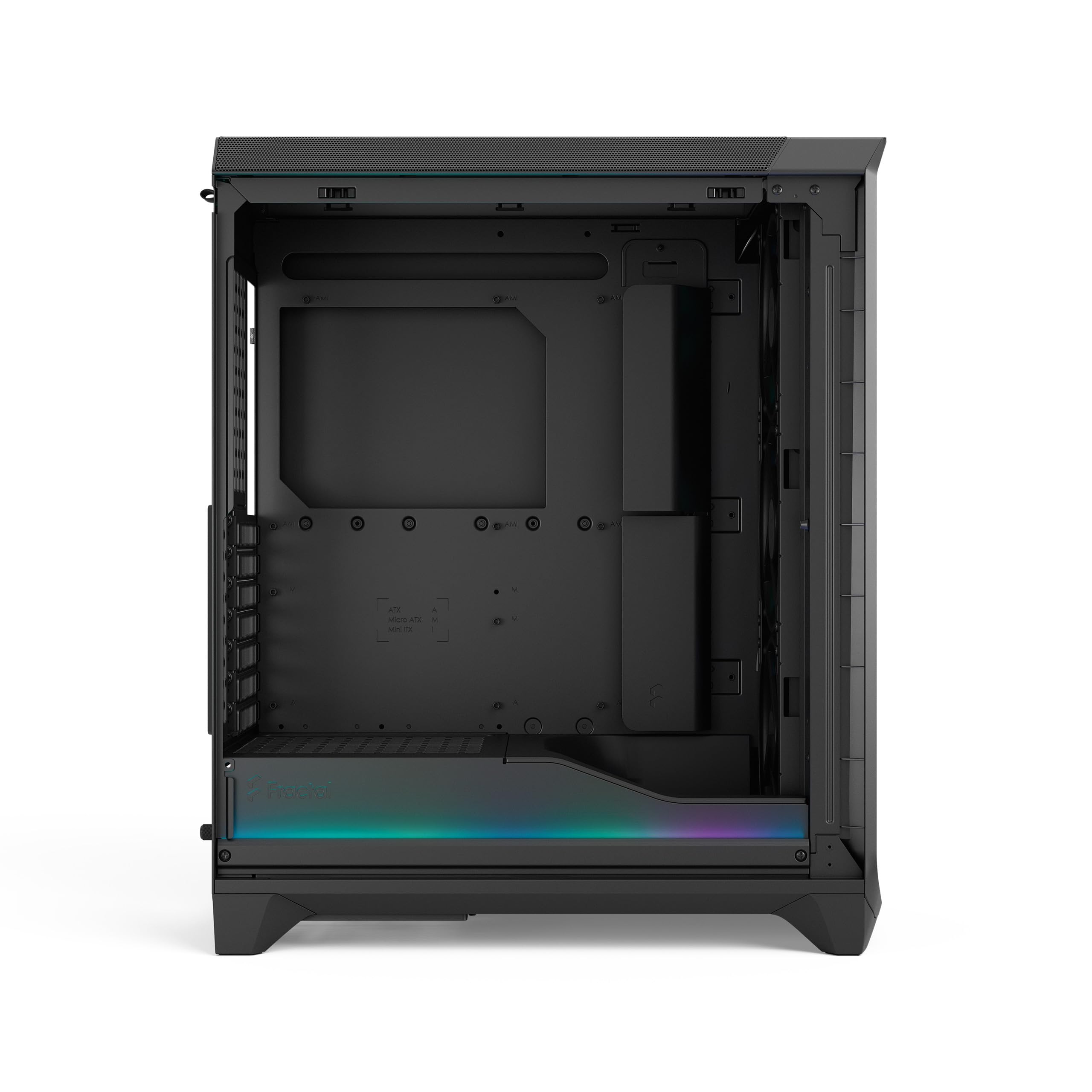 Fractal Design Meshify 3 Ambience Pro RGB Black TG Light Tint - Gaming Computer-Gehäuse – Facetten-Mesh-Front – Gen 2 ARGB Beleuchtung via Adjust Pro Hub – DREI RGB Momentum 14 Lüfter enthalten