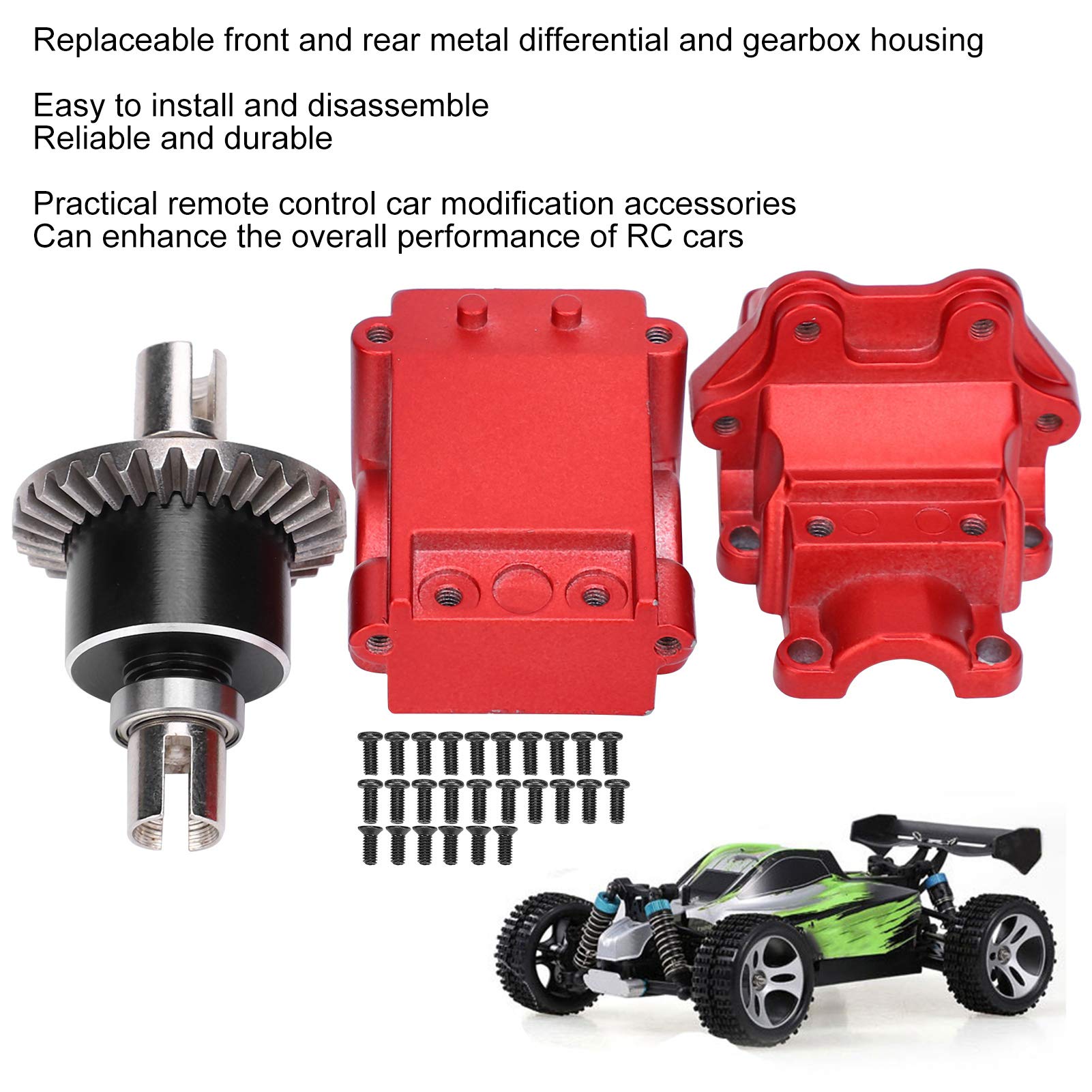 RiToEasysports Set Di Ingranaggi Differenziali In Metallo Per Auto RC 144001 1/14 - 2 Set Completi (Differenziale + Ruota Dentata)