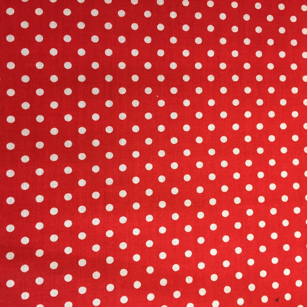 Polycotton 4mm Spot Fabric 44" Wide 112cm (Per Metre) (Red)