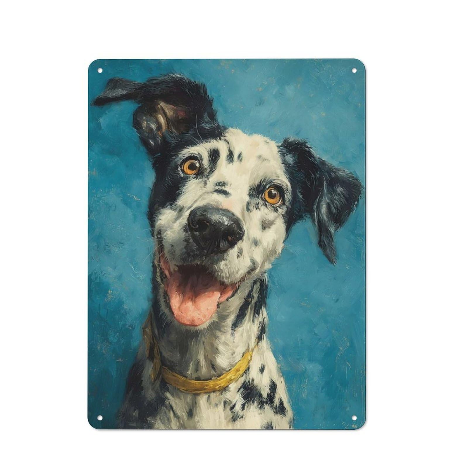 Junmoney Style-1 Garage Style Dalmatian Dog Portrait Decorative Metal Plaque 40X30cm, Garage Wall Decor For Workshop, Basement, Shed Or Games Room