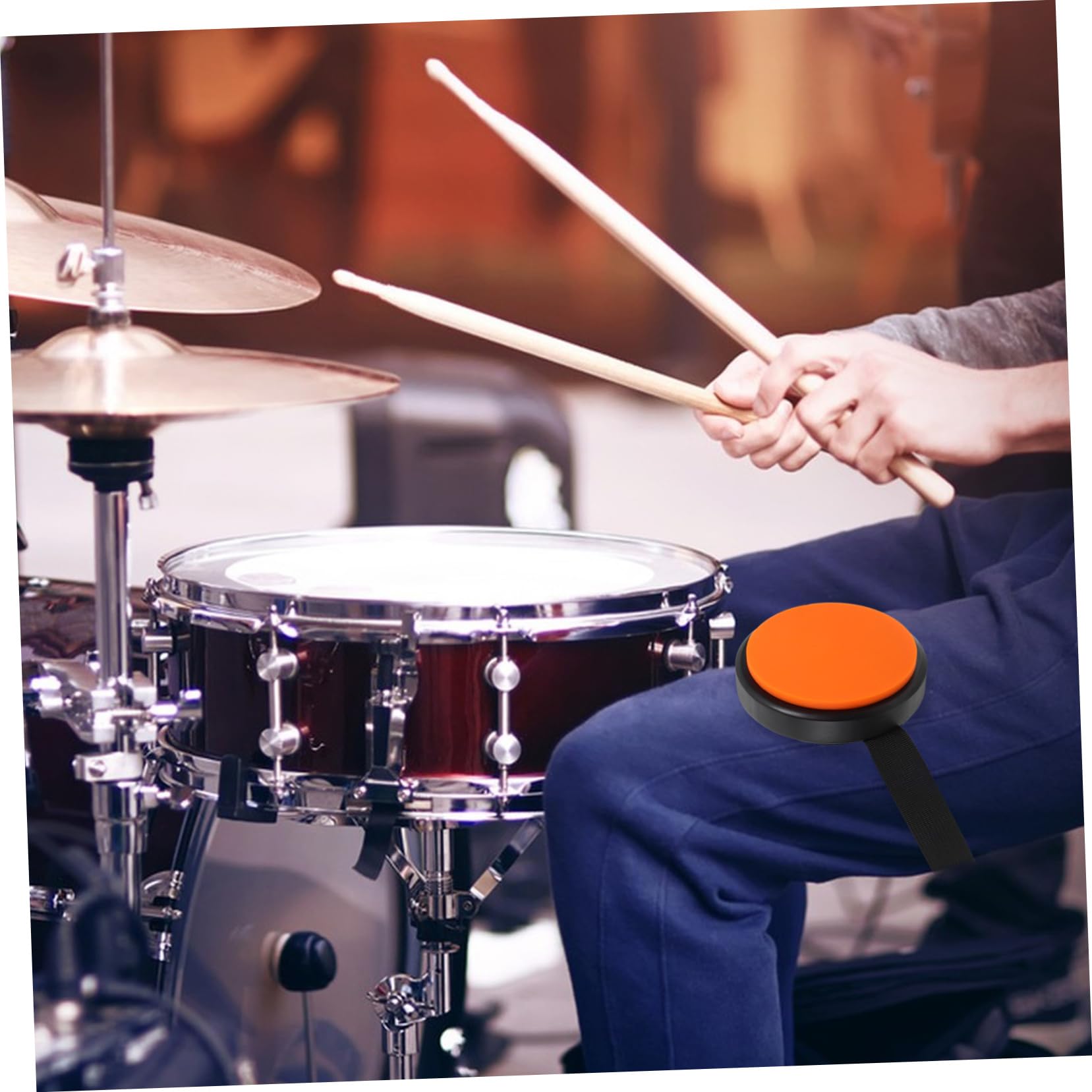 Yardwe Almohadilla De Práctica Para Batería De Silicona Naranja Portátil Correa Ajustable, Pad De Batería Silencioso Para Uso Casa y Entrenamiento De Percusión
