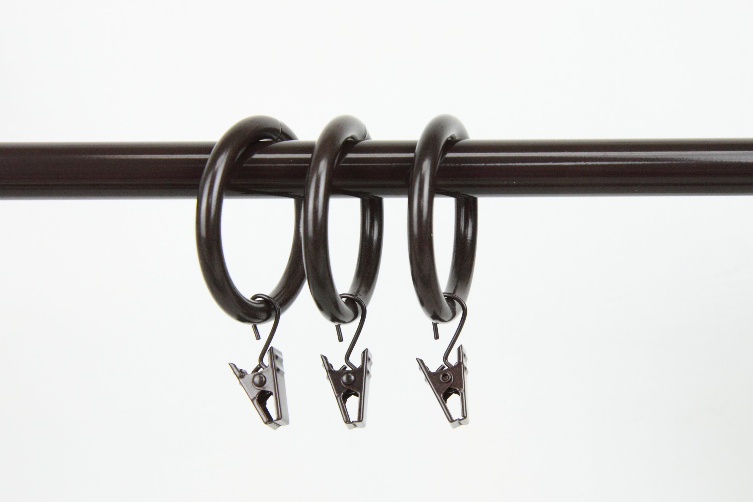 A&F Rod Decor - 10 Heavy Duty Curtain Rings with Clips 1.5 inch - Cocoa