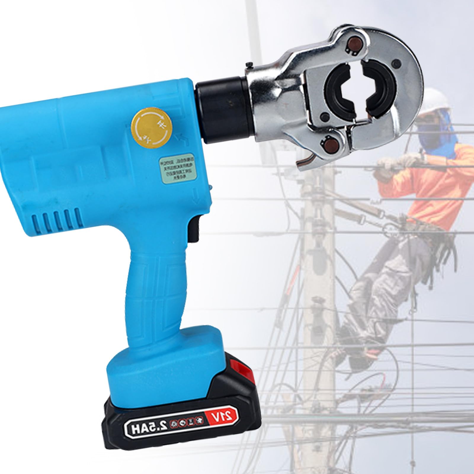 AYCDL Portable Hydraulic Crimper Kit with 2 Battery, Cordless Electric Crimping Tool, for Copper Aluminum Terminals, Professional Wiring Equipment
