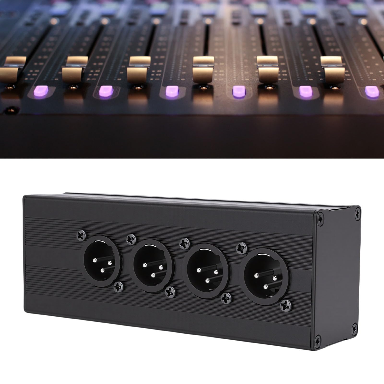 Boîtier Répartiteur XLR, Distributeur de Signal équilibré 1x4 XLR Femelle vers Mâle, Boîtier en Alliage D'aluminium et Contacts Plaqués or, pour Système de Sonorisation de