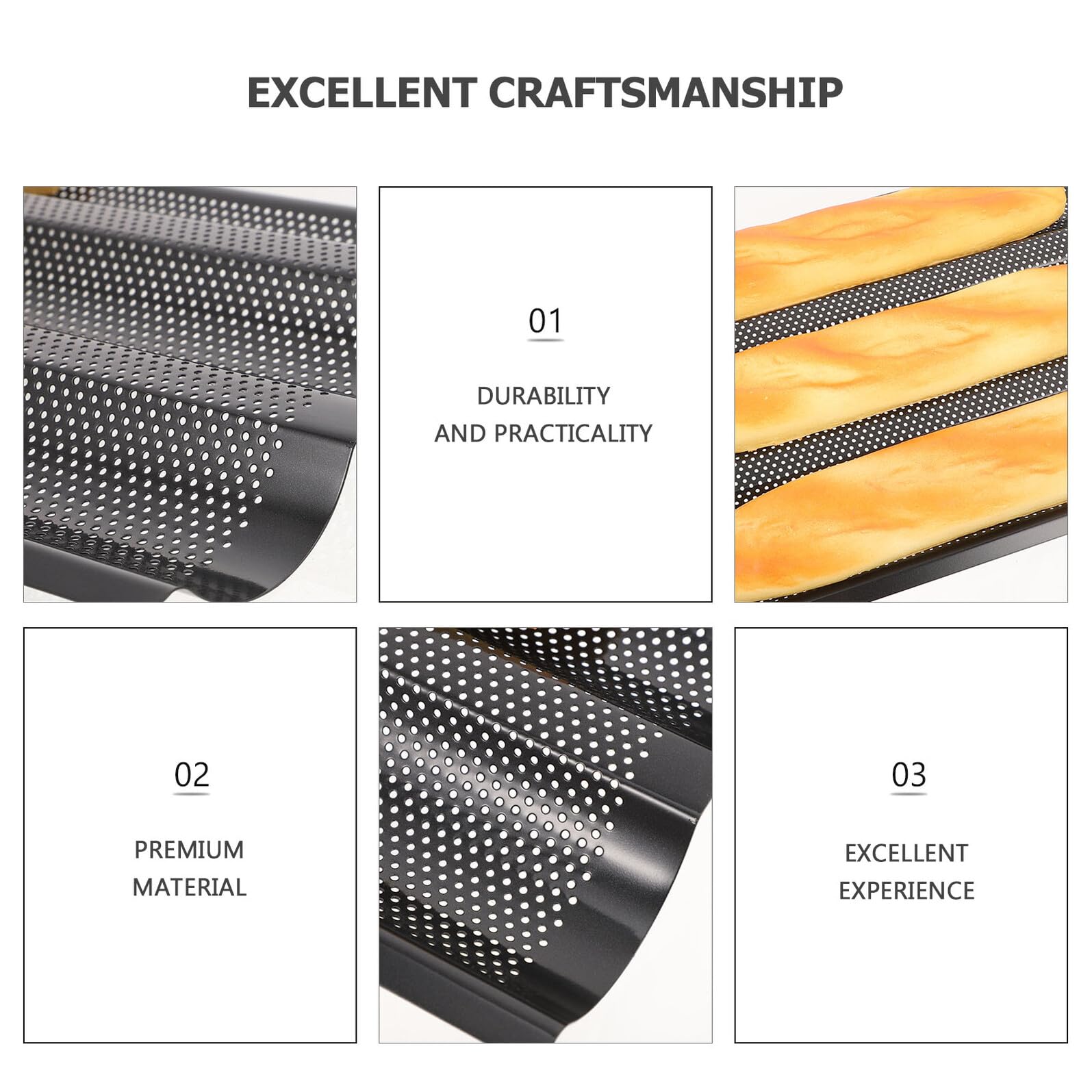 Nonstick French Bread Baking Pan aus Edelstahl Baguetteform mit Schneller Wärmeleitung und Lebensmittelechter Beschichtung für Gleichmäßiges Backen zu Hause