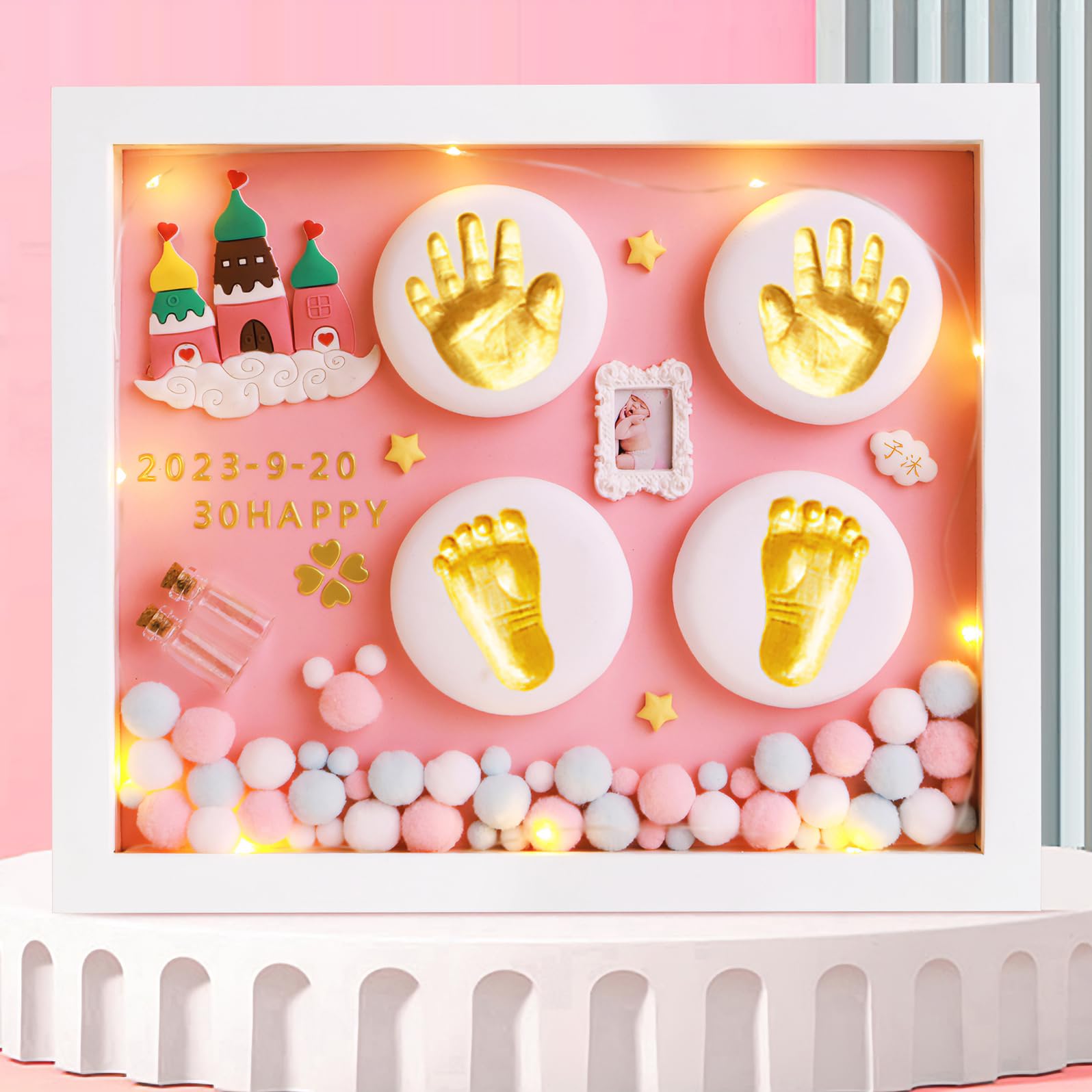 MCstars Handprint Footprint Photo frame DIY Commemorative Newborn Photo Footprint Birthday New Mother Gift Photo Frame Maternity Hospital Presents