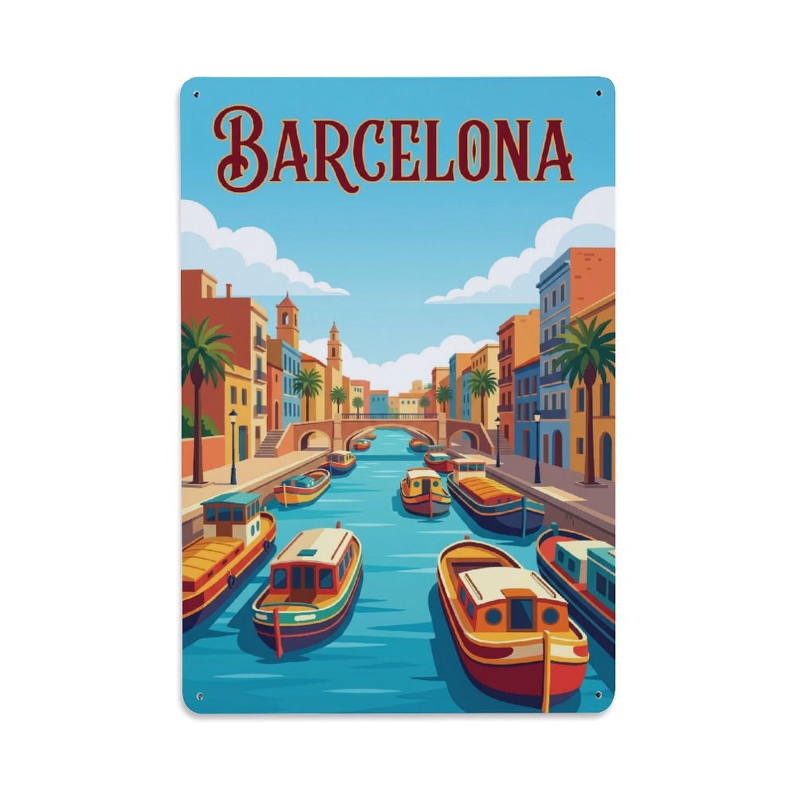 Vintage Travel Waterway Spain Urban Metal Tin Sign