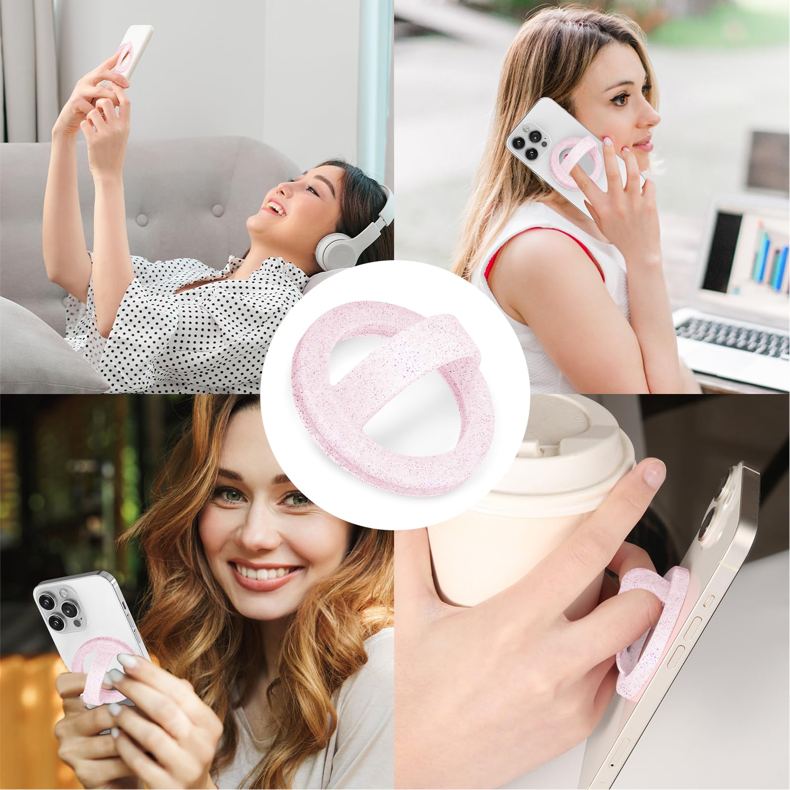 STEZHOU Soporte magnético de silicona para teléfono, soporte magnético para teléfono, agarre magnético para teléfono, agarre Magsafe para teléfono, compatible con Magsafe para iPhone 16/15/14/13/12